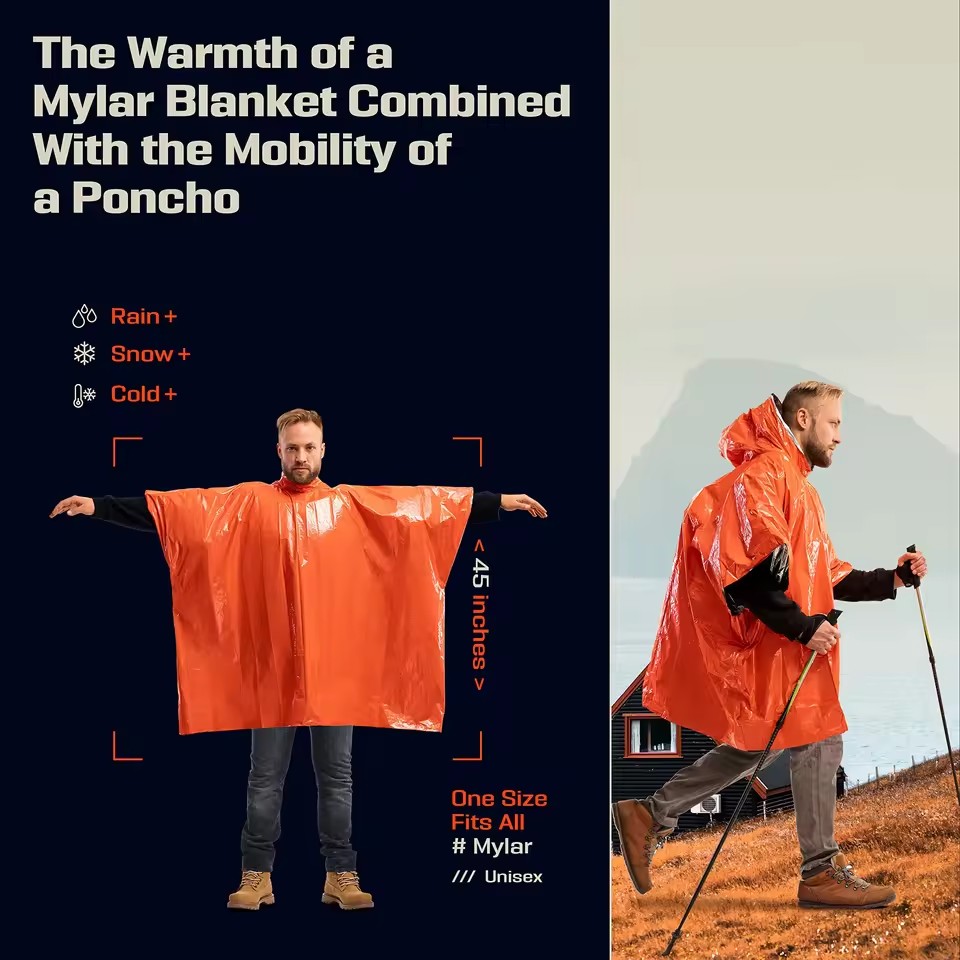 1Pc/2Pcs Emergency Rain Poncho - огляд і ціна Camping Rain Poncho